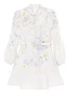 Zimmermann Floral Pattern Dress With High Neckline And Puffed Sleeves