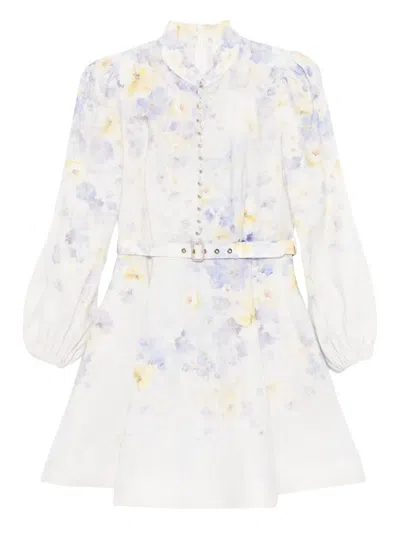 Zimmermann Crush Buttoned Mini Dress In Multi