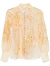 Zimmermann Crush Floral-print Linen-blend Blouse