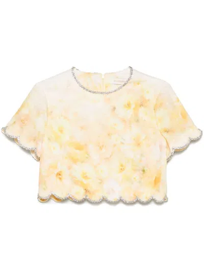 Zimmermann Crush Printed Linen Top