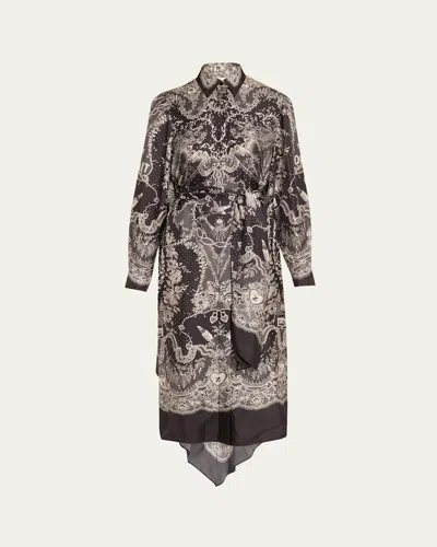 ZIMMERMANN CRUSH PRINTED SILK SHIRTDRESS