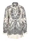 Zimmermann Crush Printed Silk Shirt In Grey