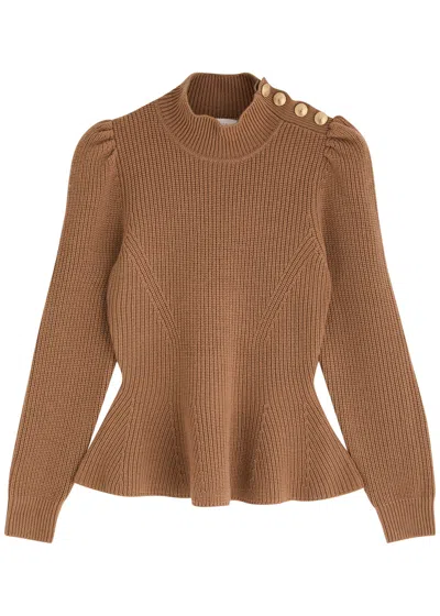 Zimmermann Crush Ribbed Wool Jumper In Tan