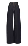 Zimmermann Crush Rigid High-rise Straight-leg Jeans In Dark Wash