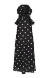 Zimmermann Crush Rosette Polka-dot Linen-silk Maxi Dress In Multi