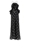 Zimmermann Ruffle Halter Maxi Dress With Polka Dots In White/black