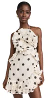 Zimmermann Crush Mini Skirt In Cream/black Dot