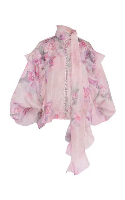 Zimmermann Blouse With Cruch Ruffles In Pink