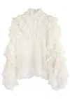 Zimmermann Crush Lace-trimmed Ruffle Linen-silk Top In White