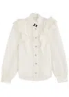 Zimmermann Crush Crystal-embellished Guipure Lace-trimmed Ruffled Linen And Silk-blend Organza Shirt In Cream