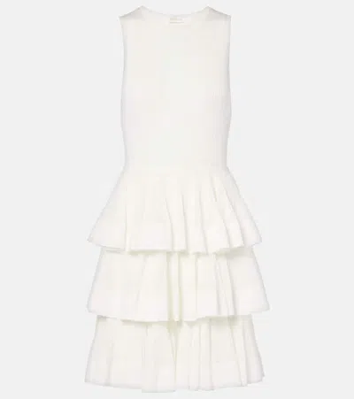 Zimmermann Crush Ruffled Tiered Knitted Minidress In White