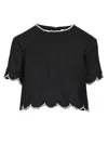 Zimmermann Crush Cropped Crystal-embellished Linen Top In Black