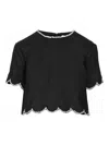 Zimmermann Crush Cropped Crystal-embellished Linen Top In Black