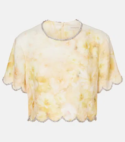 Zimmermann Women Crush Printed Linen Top In Yellow