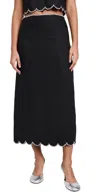 Zimmermann Crush Crystal-embellished Scalloped Linen Midi Skirt In Black