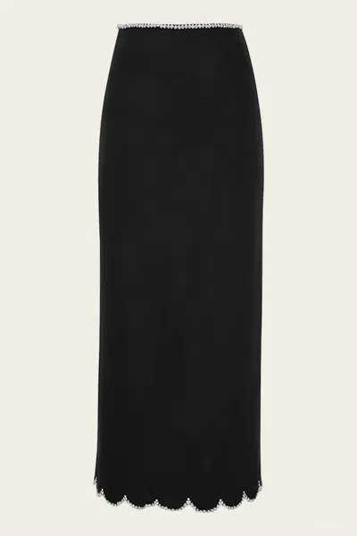ZIMMERMANN CRUSH SCALLOPED MIDI SKIRT IN BLACK