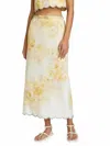 Zimmermann Crush Scalloped Midi Skirt In Yellow Floral In Multi