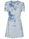 Zimmermann Crush Belted Crystal-embellished Scalloped Floral-print Linen Mini Dress
