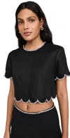 Zimmermann Crush Cropped Crystal-embellished Linen Top In Black