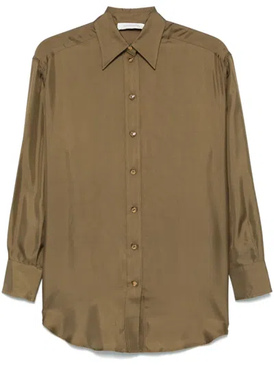 Zimmermann Camicia Crush In Seta Verde Oliva Donna In Green