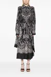 Zimmermann Crush Shirt Midi Dress In Black Locket In Gray