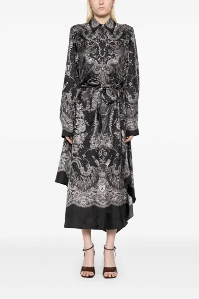 ZIMMERMANN CRUSH SHIRT MIDI DRESS IN BLACK LOCKET