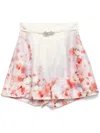 Zimmermann Crystal-embellished Floral-print Silk And Cotton-blend Twill Shorts In White