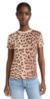 Zimmermann Pearl-embellished Animal-print Linen T-shirt In Animalier