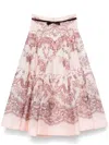 Zimmermann Printed Linen Blend Crush Skirt In Pink