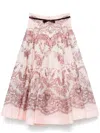 Zimmermann Crush Flared Midi Skirt In Pink