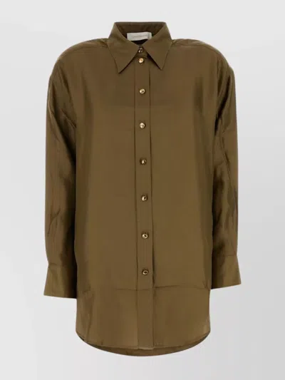 ZIMMERMANN CRUSH SILK SHIRT CURVED HEM