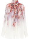 Zimmermann Crush Pleated Floral-print Crepon Blouse