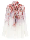 Zimmermann Crush Pleated Floral-print Crepon Blouse In Multi