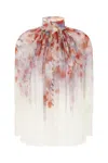 Zimmermann Crush Pleated Floral-print Crepon Blouse In White