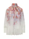 Zimmermann Crush Pleated Floral-print Crepon Blouse