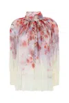 Zimmermann Crush Pleated Floral-print Crepon Blouse