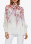 Zimmermann Crush Pleated Floral-print Crepon Blouse In Multicolor