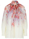 Zimmermann Crush Pleated Floral-print Crepon Blouse In Multicolor