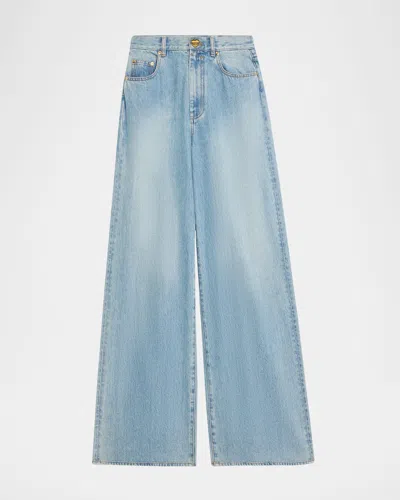 Zimmermann Crush Straight Wide Jeans In Blue Moon