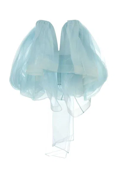 Zimmermann Crush Light Blue Top With Boned Bodice And Rear Tie Closure In Silk Woman