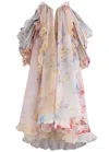 Zimmermann Crush Ruffled Off-the-shoulder Linen-silk Gown In Multi Floral