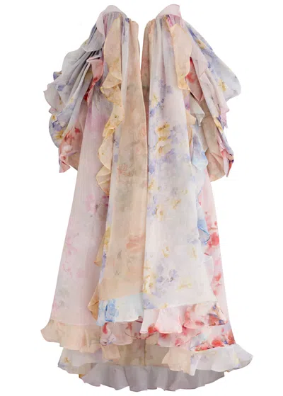 ZIMMERMANN ZIMMERMANN CRUSH STRAPLESS FLORAL-PRINT LINEN-BLEND DRESS