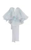 Zimmermann Crush Light Blue Top With Boned Bodice And Rear Tie Closure In Silk Woman