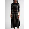 Zimmermann Crush Stripe Crop Sweater In Black/cream