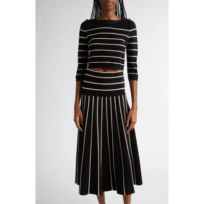 Zimmermann Crush Stripe Crop Sweater In Black/cream