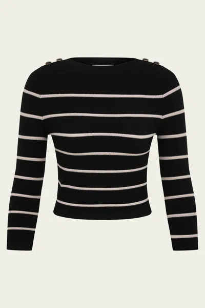 Zimmermann Crush Stripe Cropped Top In Black Cream