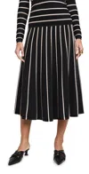 Zimmermann Crush Striped Knit Midi Skirt In Black/cream