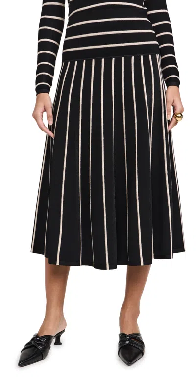 ZIMMERMANN CRUSH STRIPE MIDI SKIRT BLACK/CREAM