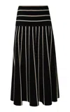 Zimmermann Crush Striped Knit Midi Skirt In Black/cream