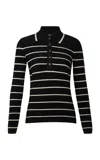 Zimmermann Crush Striped Knit Polo Top In Black